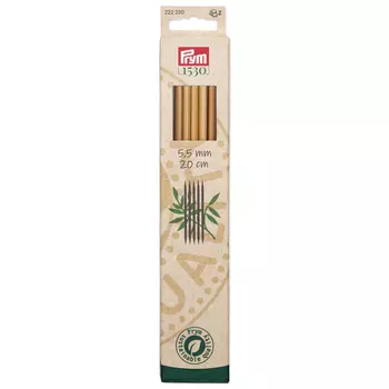 222230 Спицы чулочные, бамбук, 5,5мм/20см, 5шт, Prym