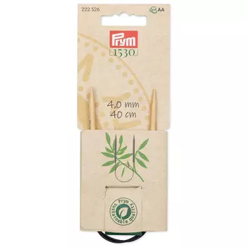 222526 Спицы круговые, бамбук, 4,0мм/40см, 1шт, Prym