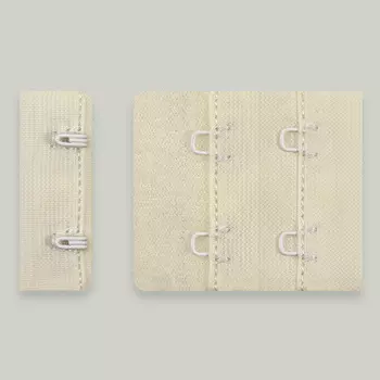 2494 Текстильная застежка с крючками 2*2 для бюстгальтера 38мм, Arta-F (004 приглушенный белый)