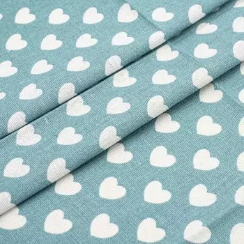 25098 Ткань 'ДЕКОР-5/01' с принтом размер 50*50см (50%лен,50%хлопок), цв. бирюза