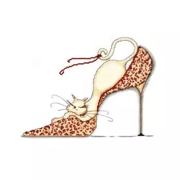 2553 Комплект для вышивания Design Works 'Кошка на леопардовой туфельке' 25*33 см