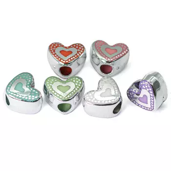 Бусины-шармы металлизированные, пластик, 2562, 12*9*7MM, 6 шт/упак, микс, Astra&amp;Craft