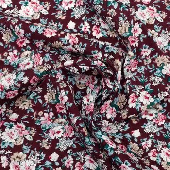 25688 Ткань х/б 'Цветы-08', 48*50см, 120г/кв.м, т.бордо