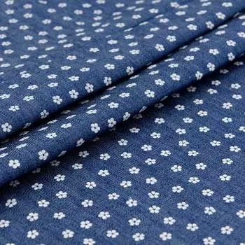 25885 Ткань джинс FD 'Цветок', 48*50см (80% п/э, 20% х/б), син./бел.