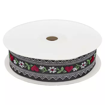 25980 Тесьма жаккардовая 25мм*10м, цв. черный