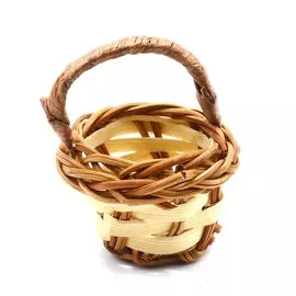 26212 Корзинка плетеная 4,0см*3,0см (бело-коричневый)