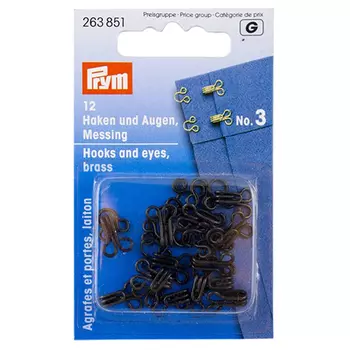 263851 Крючки и петли (латунь) 3 черный цв. Prym