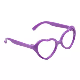 26503 Очки без стекла, сердце, пластик 7,5 см, 1шт (фиолетовый)