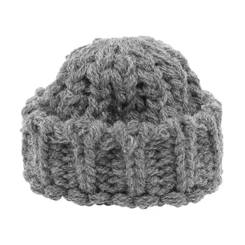 26665 Шапка для игрушек вязаная 8см, обхват гол.11-16см, 100% акрил, цв. серый