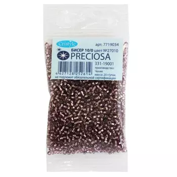 (27010) 331-19001-10/0 Бисер прозрачный с сереб. центр. 10/0, круг.отв., 20гр Preciosa