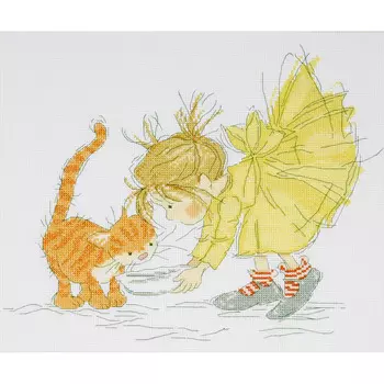 2722 Комплект для вышивания Design Works 'Обед для котенка' 25*30 см