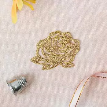 2802257 Термоаппликация 'Блёстки. Роза', 5см, цвет жёлтый