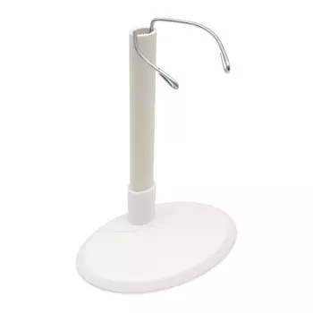 28892 Подставка для кукол овальная 10см, H-13-23см : пластик/металл, цв. белый