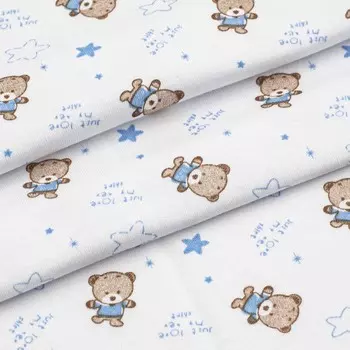 28923 Ткань МИШКА ' Интерлок' 100% х/б (пл.175г/м2 ) 45см*50см + -2см (голубой)