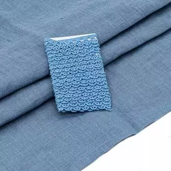 28957 Набор для творчества 'Ткань лён с тесьмой' (100%лен/100%хб, 45*50см/ 2м), сер.голуб+т.голуб