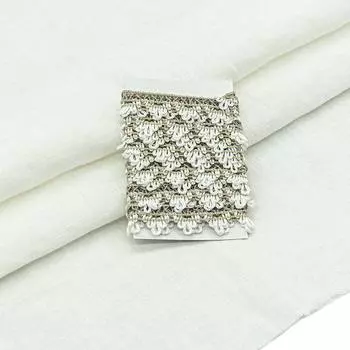 28959 Набор для творчества 'Ткань лён с тесьмой' (100%лен/69%хб+31%пэ, 45*50см/2м),цв.бел.+льняной