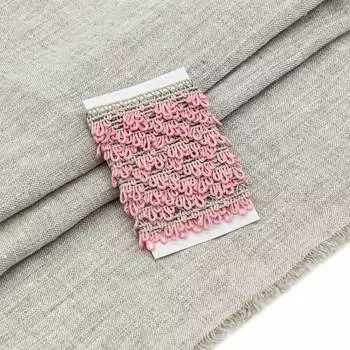 28959 Набор для творчества 'Ткань лён с тесьмой' (100%лён/69%хб+31%пэ, 45*50см/2м),цв.нат.сер+льняной