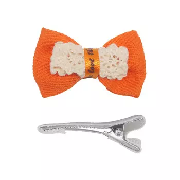 29351 Набор Б-004 мини бантик+заколка (221/1344) 35мм/35мм (оранжевый/белый)