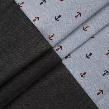 29367 Набор 'Якорь', ткань для рукоделия: 2шт. (25913/003-1: 46*50см+49*50см), гол./син.-серый