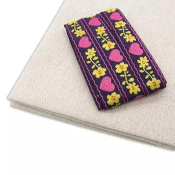 29502 Набор для творчества 'Ткань с тесьмой жаккард ' 50*50см+2м (24229/21110 фиолетовый)