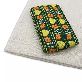 29502 Набор для творчества 'Ткань с тесьмой жаккард ' 50*50см+2м (24229/21113 зеленый)