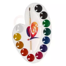 29С 1761-08 Акварель 'Палитра' 12 цветов с кистью