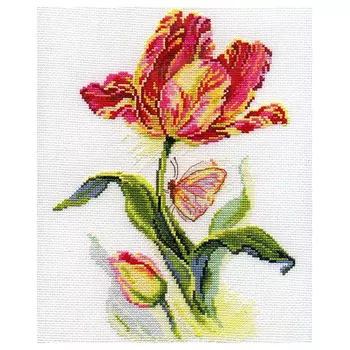 2-14 Набор для вышивания АЛИСА 'Тюльпан и бабочка' 19*25см