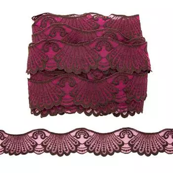 2.20-21P Кружево сетка 4см*10м (бордовый/черный)