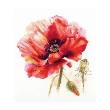 2-46 Набор для вышивания АЛИСА 'Мак. Ярко-красный'22*24см