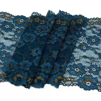 300 Кружево эластичное 15,5см*10м, серо-синий