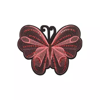 3022232 Термоаппликация бабочка пайетки 15,5*12см красный