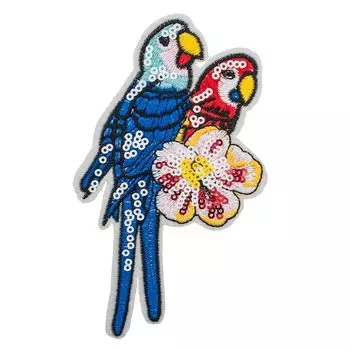 3022236 Термоаппликация 'Попугаи', с пайетками, 13,5*8см
