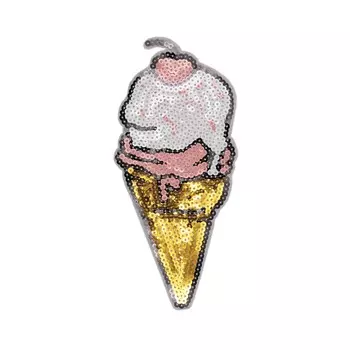 3033336 Термоаппликация мороженое 22*10см пайетки