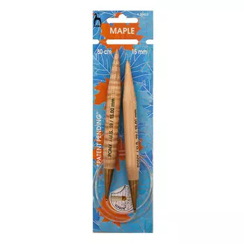 30423 Спицы вязальные круговые 15,00мм*80см, клен PONY