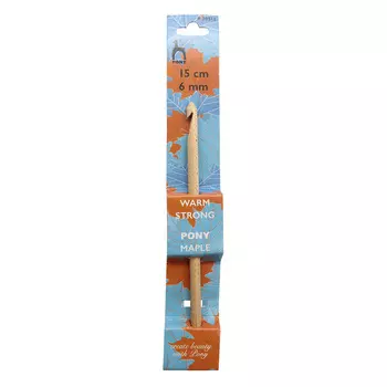30513 Крючок вязальный 6,00мм*15см, клён PONY