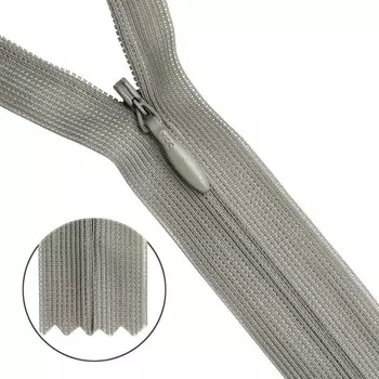 31205/20 Молния потайн. пл/мет-1 тип-3 св.сер. 20см ГР