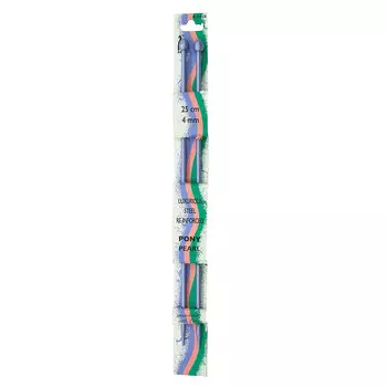 31628 Спицы вязальные прямые PEARL 4,0 мм*25 см, фиолетовый, пластик, 2 шт PONY