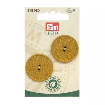 318980 Пуговица, 2-отв., 28мм, желтый, 2шт, Prym
