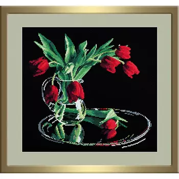 318 Набор для вышивания 'Овен' 'Тюльпаны на черном', 35x32 см