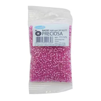 331-19001-10/0-18277 Бисер прозрачный с серебр. центром 10/0, круг.отв., 20гр Preciosa
