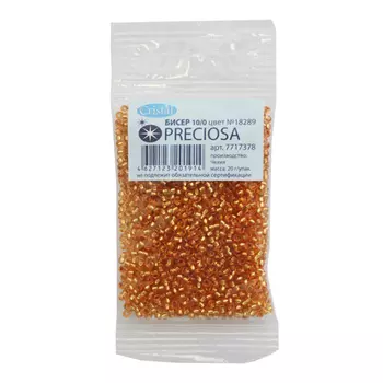 331-19001-10/0-18289 Бисер прозрачный с серебр. центром 10/0, круг.отв., 20гр Preciosa