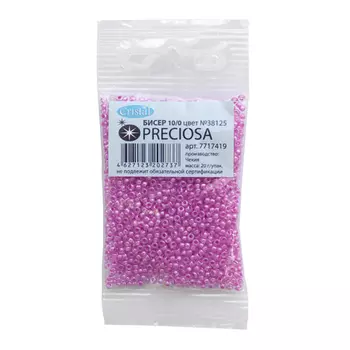 (38125) 331-19001-10/0 Бисер прозрачный с цветным центром 10/0, круг.отв., 20гр Preciosa