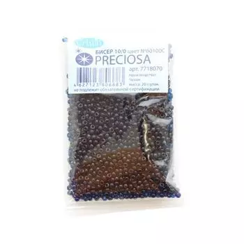 (60100С) 331-19001-10/0 Бисер прозрачный 10/0, круг.отв., 20гр Preciosa
