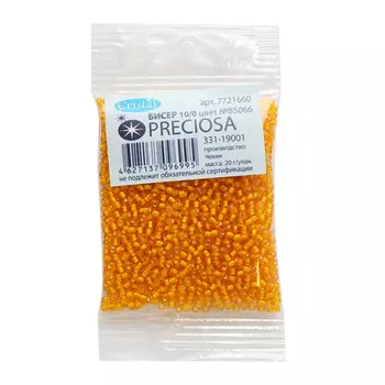 331-19001-10/0-85066 Бисер прозрачный с мелованным центром 10/0, круг.отв., 20гр Preciosa