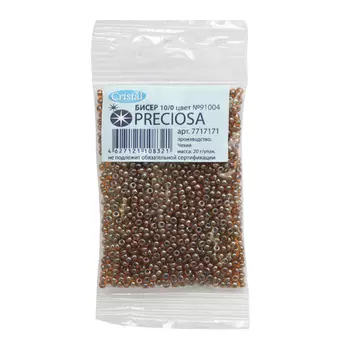 331-19001-10/0-91004 Бисер прозрачный с цв.центром 10/0, круг.отв., 20гр Preciosa