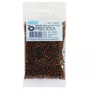 331-29001-10/0-17140 Бисер прозрачный с серебр.центром 10/0, кв.отв., 20гр Preciosa