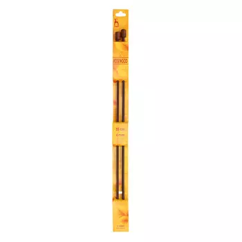 33809 Спицы вязальные прямые 4,00мм*35см, розовое дерево, 2шт PONY