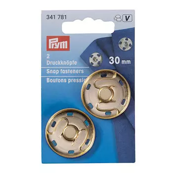 341781 Пришив.кнопки, 30мм, цв.светл.золот. 2шт Prym