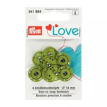 341884 Пришивные кнопки Prym Love, зеленый, 16 мм, упак./4 шт., Prym