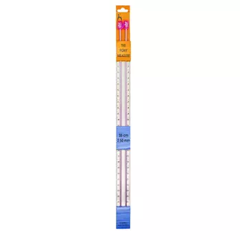 34503 Спицы вязальные с измер. шкалой 2,50мм*35см, металл, сиреневый, PONY